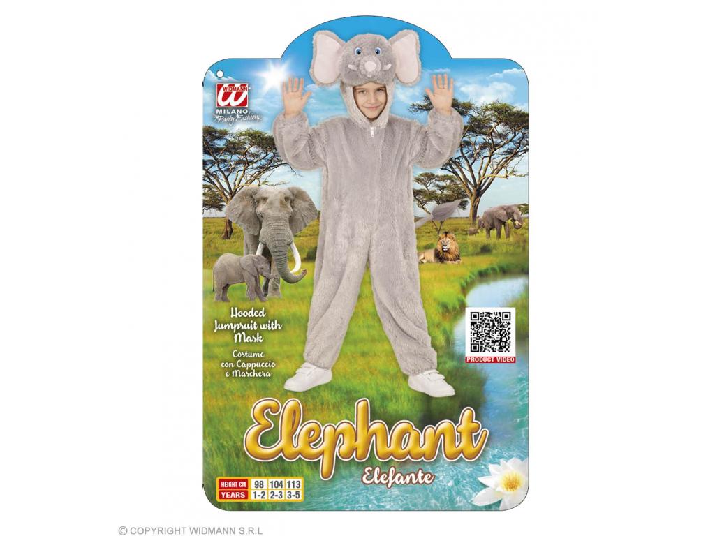 Elefánt kapucnis overál plüss unisex gyermek jelmez