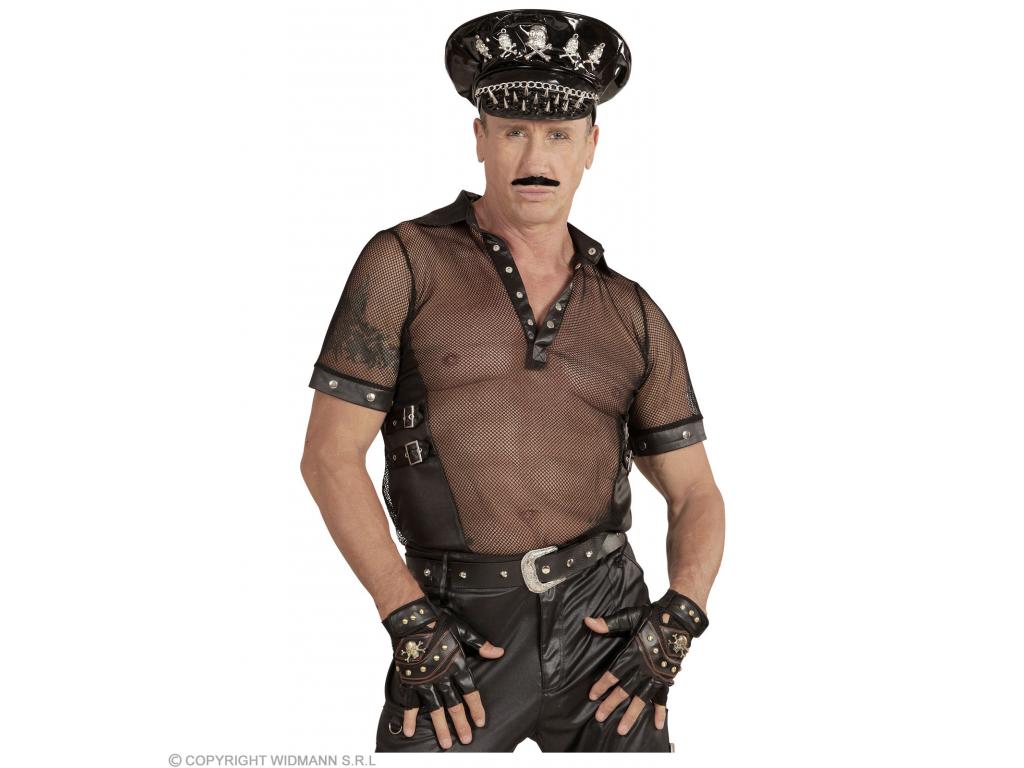 Bőrhatású ujjatlan koponyás kesztyűk