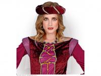 Középkori fejdísz fátyollal - bordó