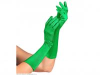 Szatén kesztyű, zöld