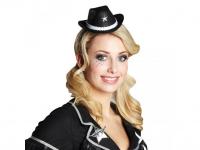 Cowboy mini cilinder fehér dszítéssel női kalap