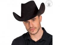 Velúr hatású fekete cowboy kalap  fekete színben