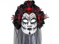 Halottak királynője maszk fekete rózsákkal és fátyollal maszk