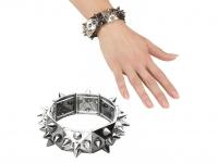 Ezüst-fekete színű tüskés karkötő