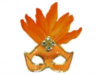 Neon-narancssárga brazil karneváli szemmaszk, flitterekkel, és t