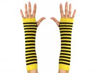 Sárga-fekete csíkos, ujjatlan kesztyű (méhecske jelmezekhez)