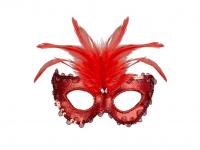 Velencei bárónő szemmaszk, flitterrel, ékkővel és tolldísszel, p