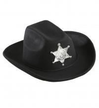 Cowboy kalap fekete sheriff csillaggal 1 db