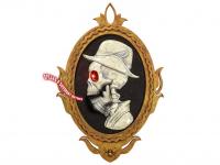 Beszélő koponya kép, villogó piros szemekkel, 32x48 cm dekoráció