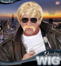 Titkosügynök szett: szőke paróka, bajusz, napszemüveg