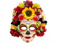Halottak napja maszk napraforgóval és színes virágokkal női jelm