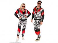 Fekete/piros halálfejes tréning szett unisex felnőtt jelmez