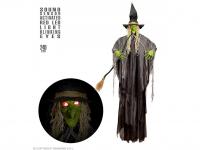 Boszorkány dekoráció seprűvel és villogó szemekkel 240 cm-es dek