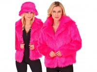 Neon pink színű plüss kabát női jelmez