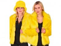 Sárga színű plüss szőrös kabát női jelmez