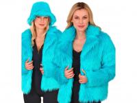 Türkisz színű plüss szőrös kabát női jelmez