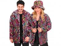Leopárdmintás színes plüss dzseki unisex felnőtt jelmez