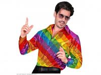 Party csillogó ing szivárvány mintás csíkos férfi jelmez