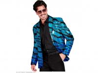 Party zakó csillogó kék hullám mintás férfi jelmez