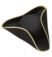 Fekete színű, háromszögletű filc kalap