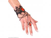 Karkötő gyűrűvel és piros gyémántal