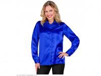 Csillogó kék szatén blúz női jelmez