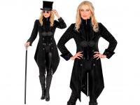 Gótikus bársony kabát fekete női jelmez