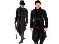 Gótikus bársony kabát fekete férfi jelmez