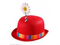 Piros bohóc kalap virággal filc anyagból