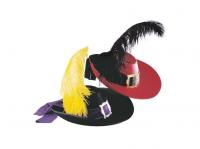 Filc muskétás kalap, piros vagy fekete, 1 db