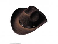 Cowboy kalap fém díszekkel, filc, barna színben