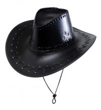 Műbőr cowboy kalap, fekete