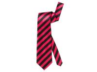 Szatén nyakkendő - fekete és neon pink csíkokkal