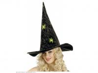 Boszorkány kalap pókhálóval, világító pókokkal