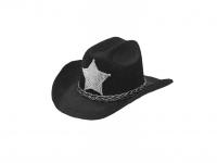 Fekete mini cowboy kalap sheriff csillaggal