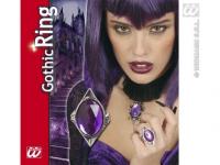 Gótikus gyűrű, lil ékkővel