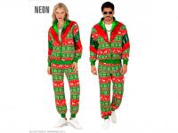 Karácsonyi zöld-piros mintás tréningruha unisex felnőtt jelmez