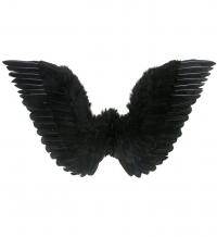 Fekete színű tollas szárnyak, 86x31 cm, jelmezkiegészítő