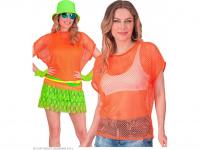 Neon narancssárga színű háló póló női jelmez