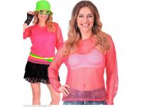 Neon pink színű hosszú ujjú háló póló női jelmez