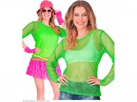 Neon zöld színű hosszú ujjú háló póló női jelmez