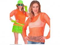 Neon narancssárga színű hosszú ujjú háló póló női jelmez